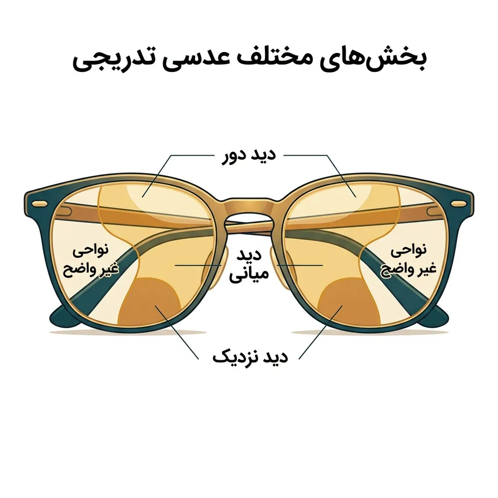 مقایسه کریدور در انواع عدسی تدریجی — استاندارد، پیشرفته، پریمیوم
