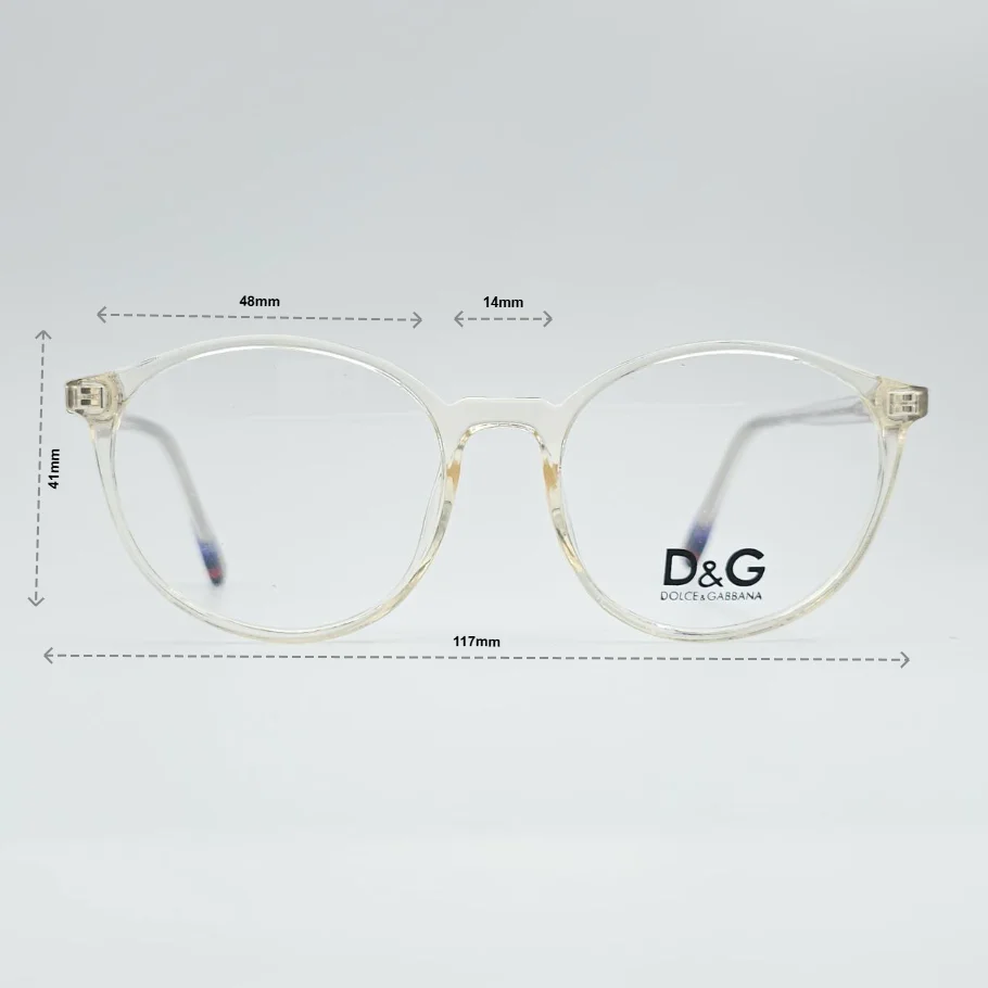 عینک گرد شفاف Dolce & Gabbana (D&G) با طراحی کلاسیک و فریم سبک - ابعاد فریم