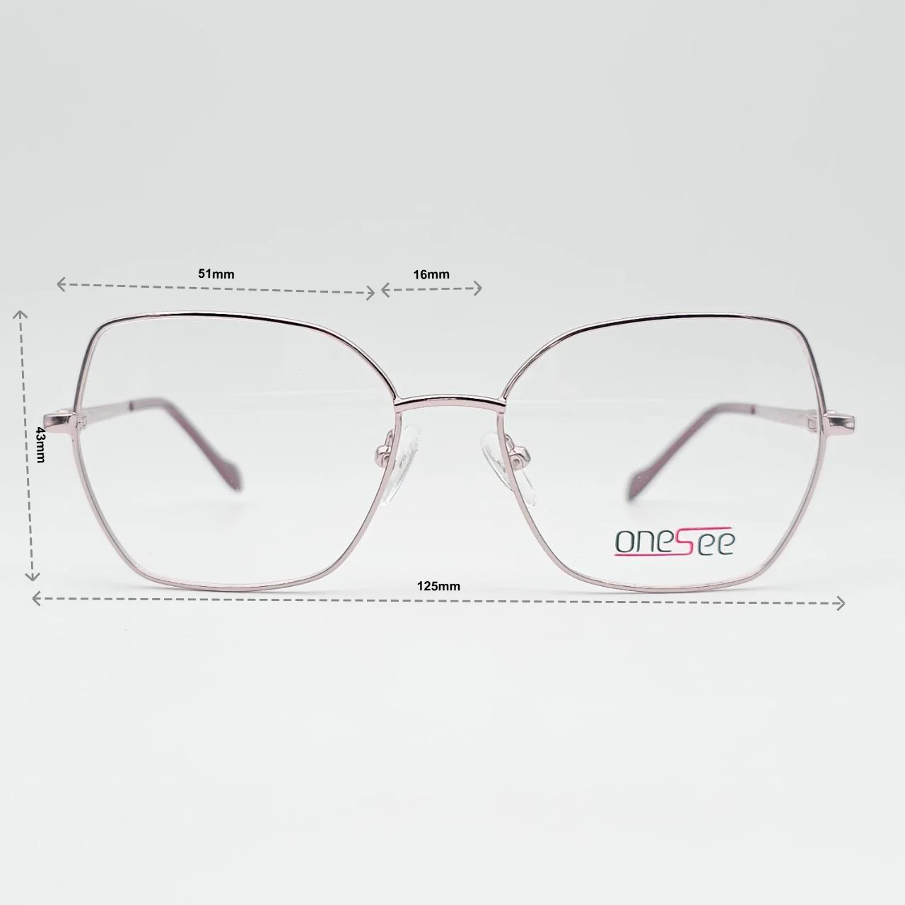 عینک طبی فلزی گربه‌ای OneSee - ابعاد فریم