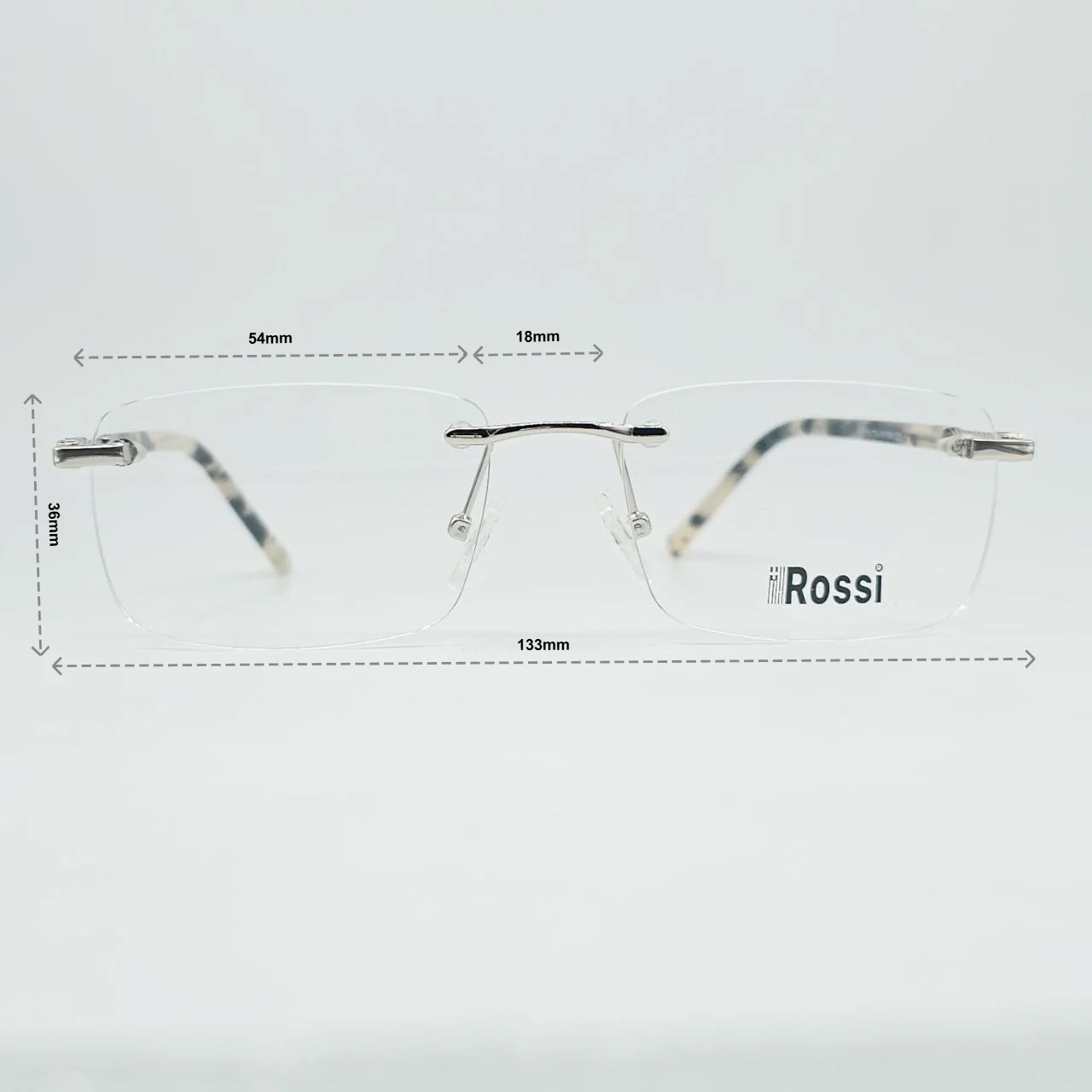 عینک طبی بدون دور Rossi - ابعاد فریم