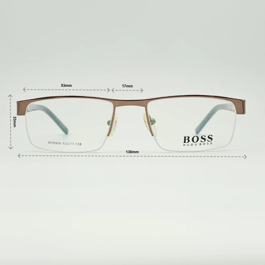 عینک طبی مردانه BOSS مدل مستطیلی - ابعاد فریم