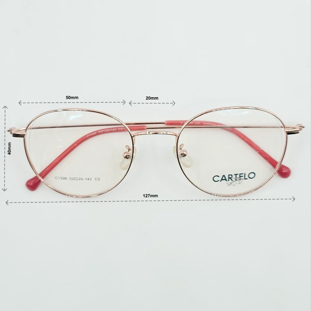 عینک طبی گرد cartelo - ابعاد فریم