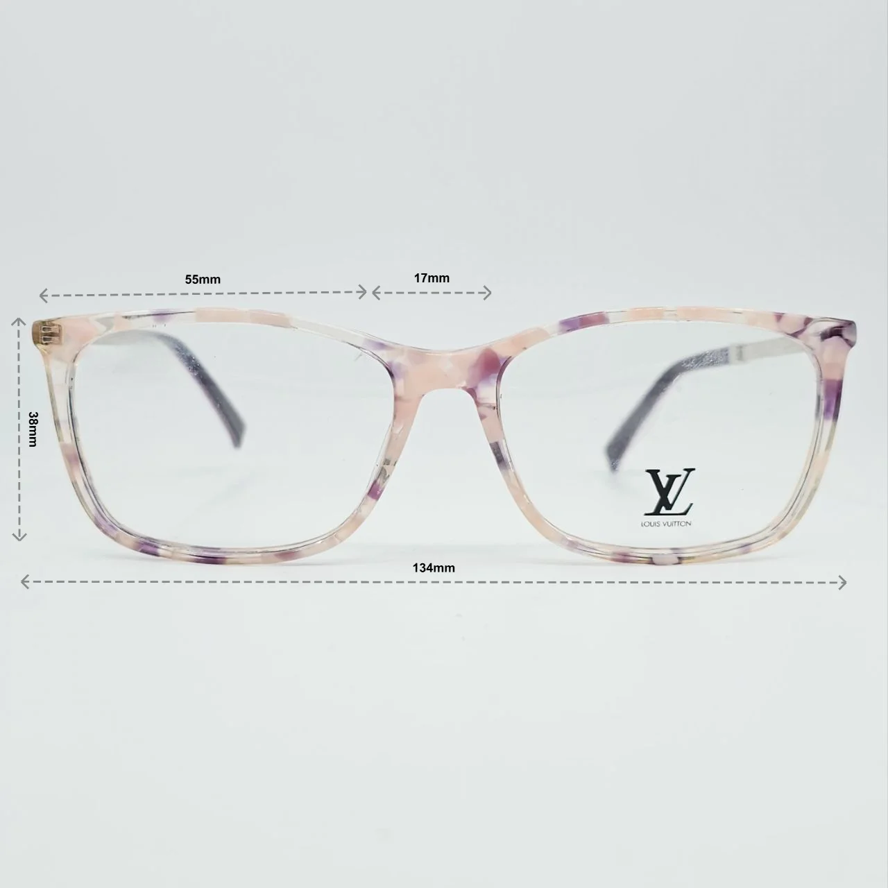 عینک طبی مستطیل زنانه LV - ابعاد فریم