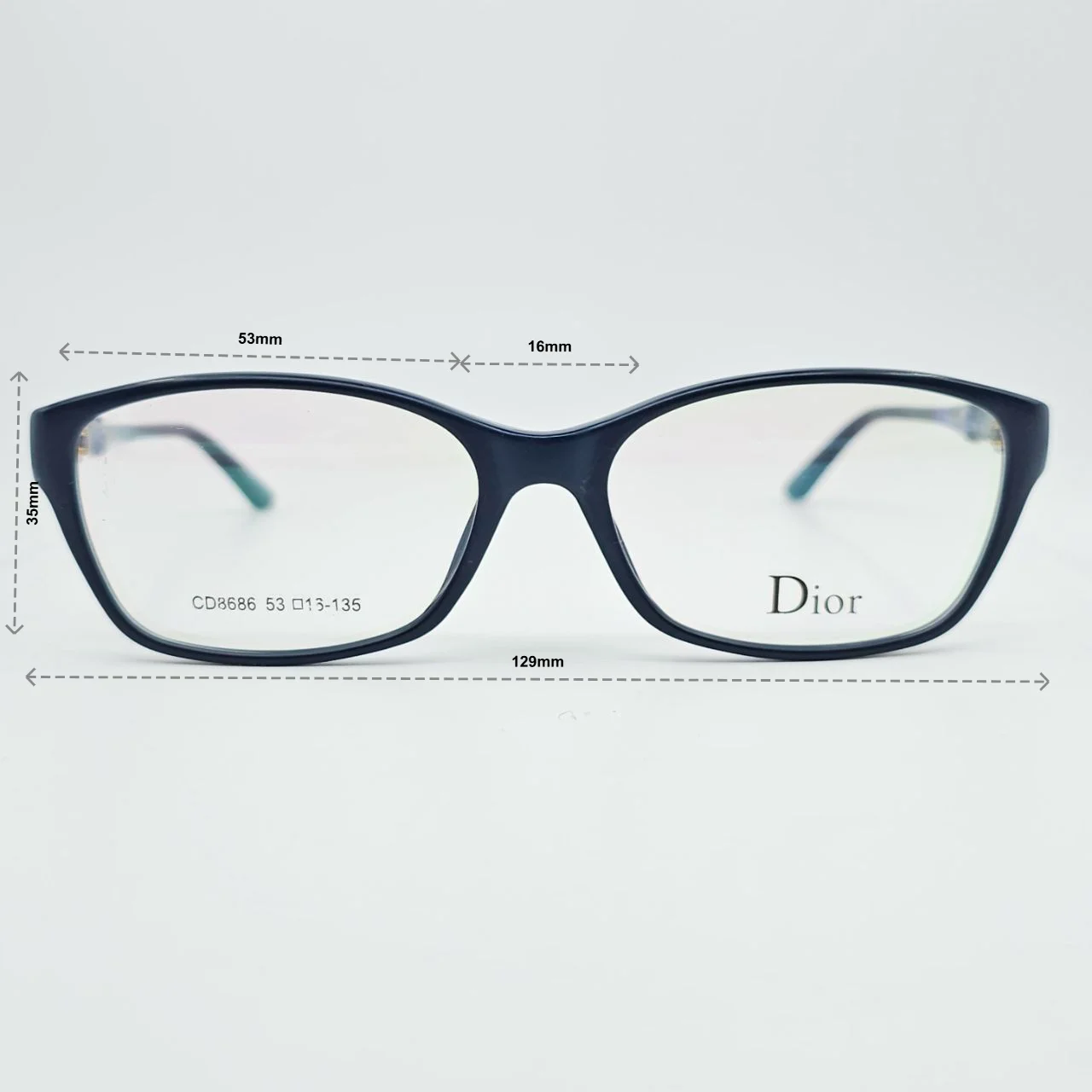 عینک طبی زنانه برند Dior - ابعاد فریم