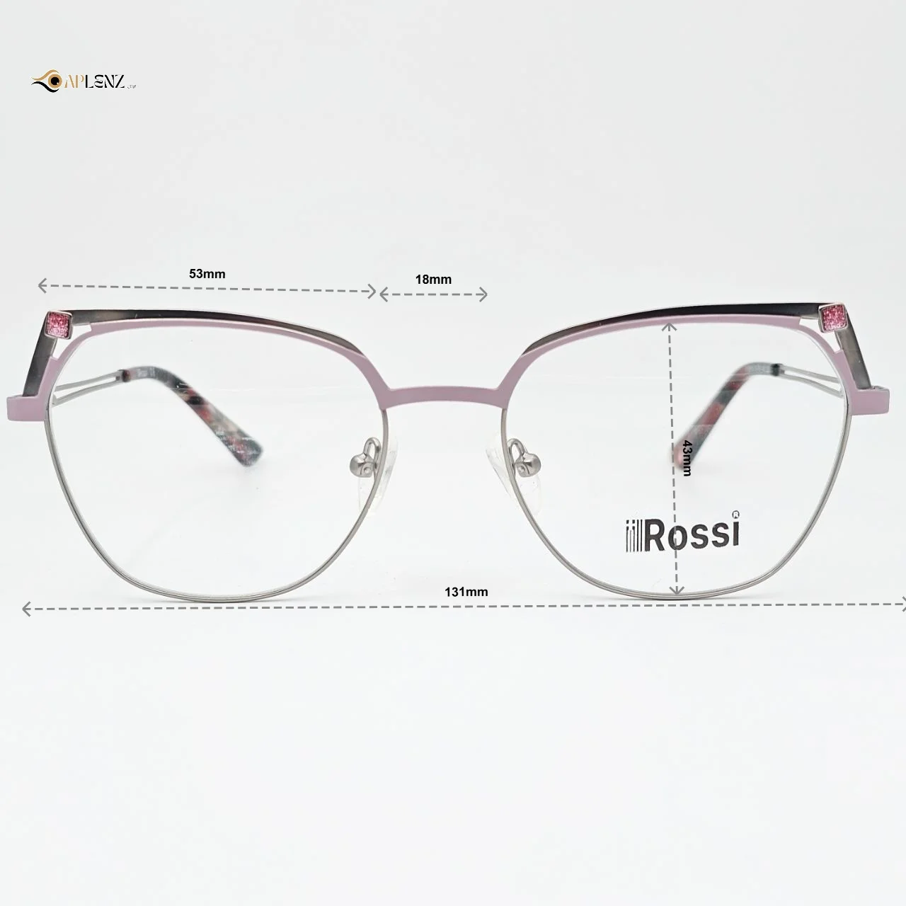 عینک طبی زنانه برند ROSSI - ابعاد فریم