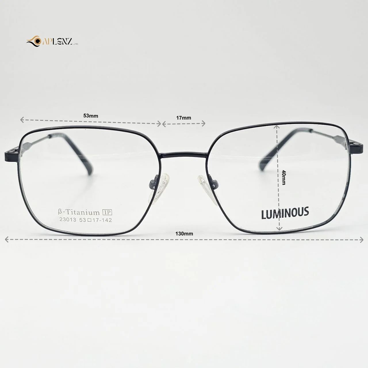 عینک طبی مشکی LUMINOUS - ابعاد فریم