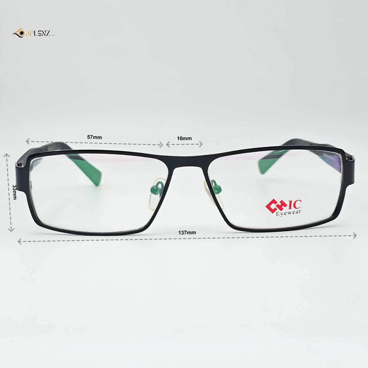عینک طبی کائوچویی برند chic - ابعاد فریم