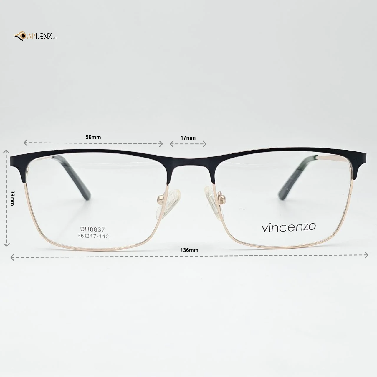 عینک طبی زنانه فلزی VINCENZO - ابعاد فریم