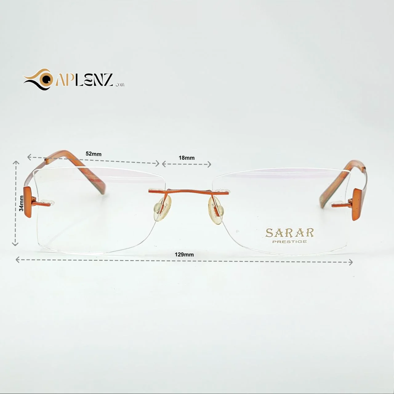 عینک طبی زنانه بدونه دور برند sarar prestige کد ۱۷۳۰ - ابعاد فریم