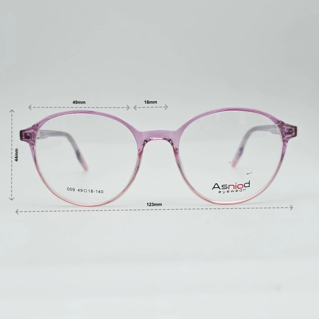 فریم عینک طبی مردانه-زنانه کائوچو شفاف نیمه گرد برند Eyewear کد ۱۷۱۴ - ابعاد فریم