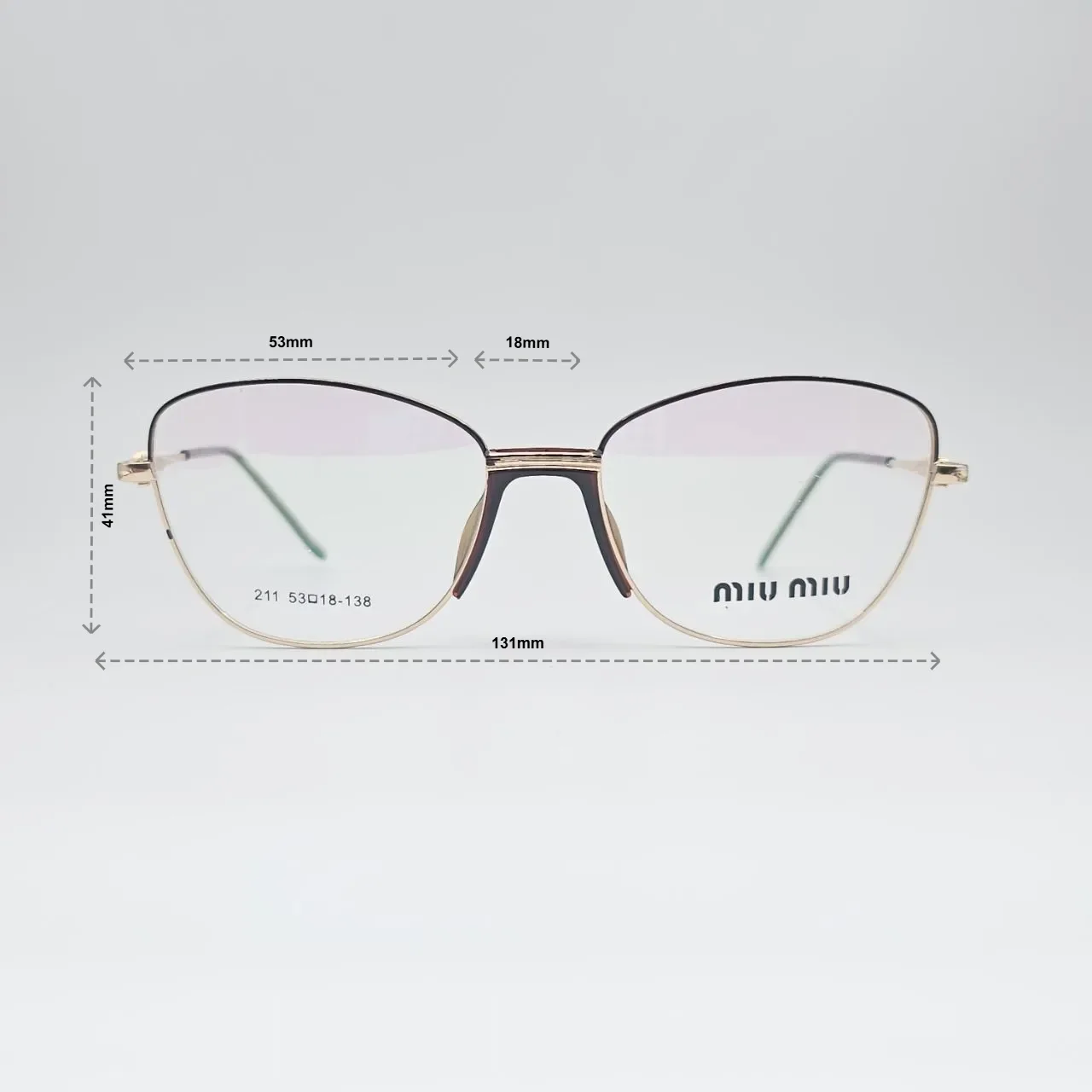 عینک طبی miu miu کد 211 - ابعاد فریم