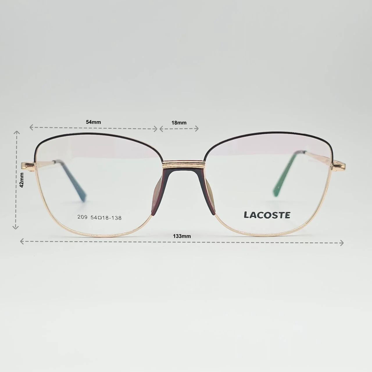 عینک طبی زنانه Lacoste کد 209 - ابعاد فریم