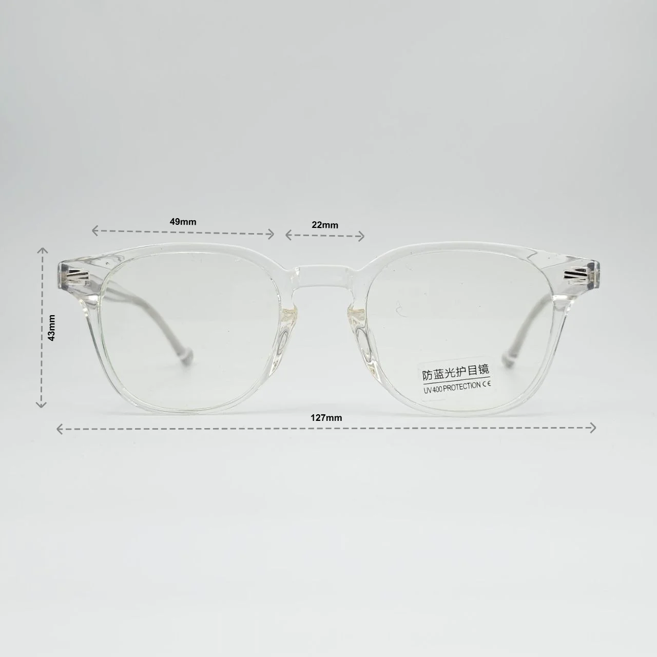 عینک طبی شفاف TR90 برند MOSCOT - ابعاد فریم