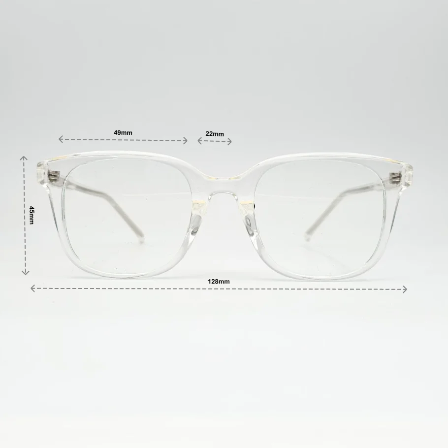 عینک طبی مربعی شفاف TR90برند MOSCOT - ابعاد فریم