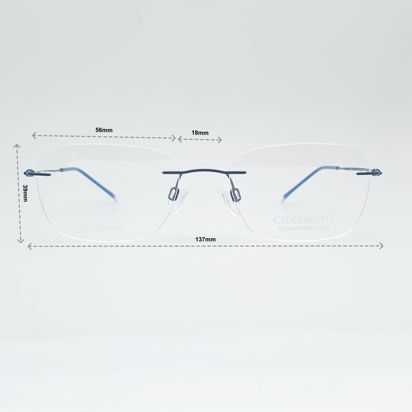 عینک بدون دور برندCHARMANT - ابعاد فریم