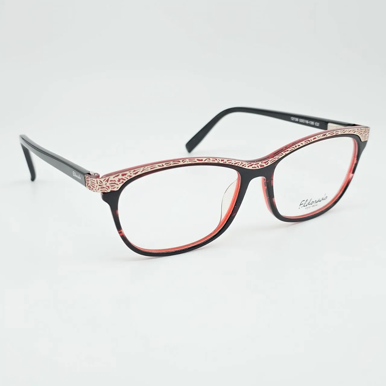 عکس نمای 45 درجه عینک زنانه Eldorado با طراحی کلاسیک رنگ black,red