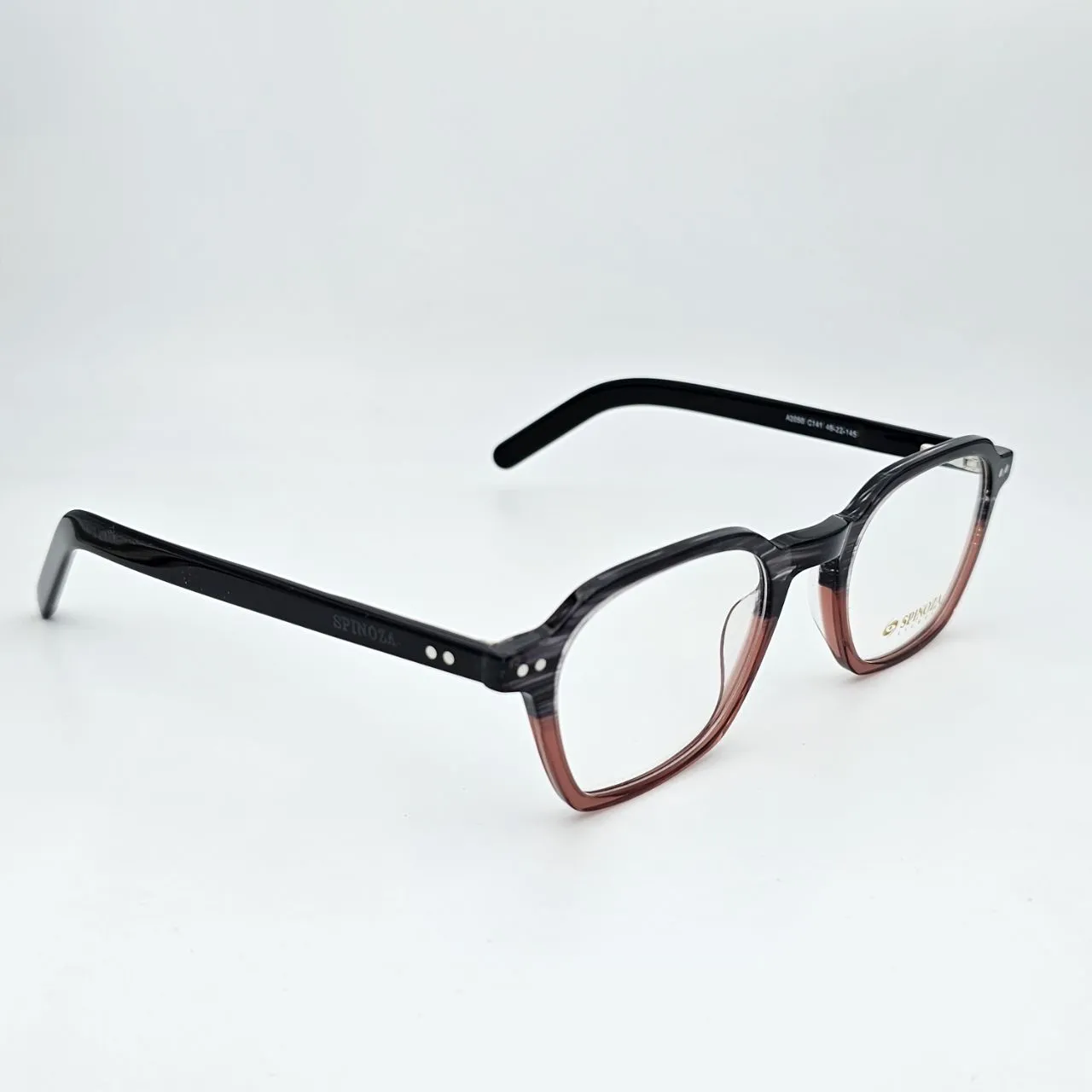 عکس نمای 45 درجه عینک طبی برند Spinoza کد ۱۴۶۴ رنگ black,brown