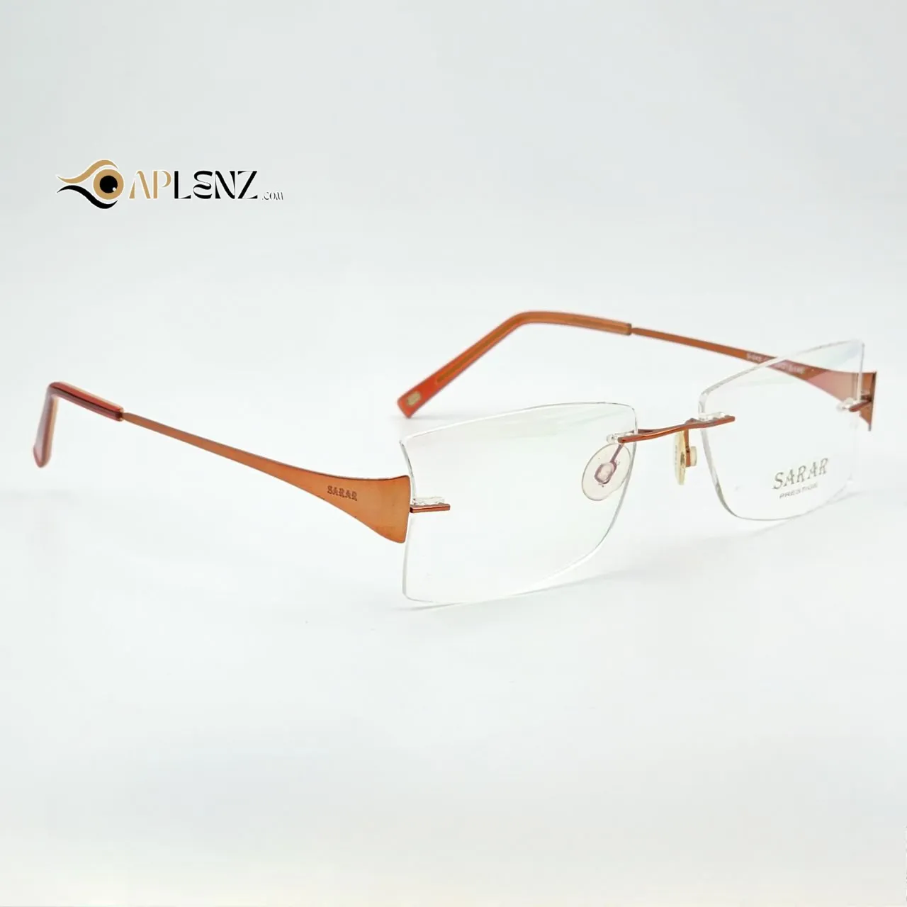عکس نمای 45 درجه عینک طبی زنانه بدونه دور برند sarar prestige کد ۱۷۳۰ رنگ orange
