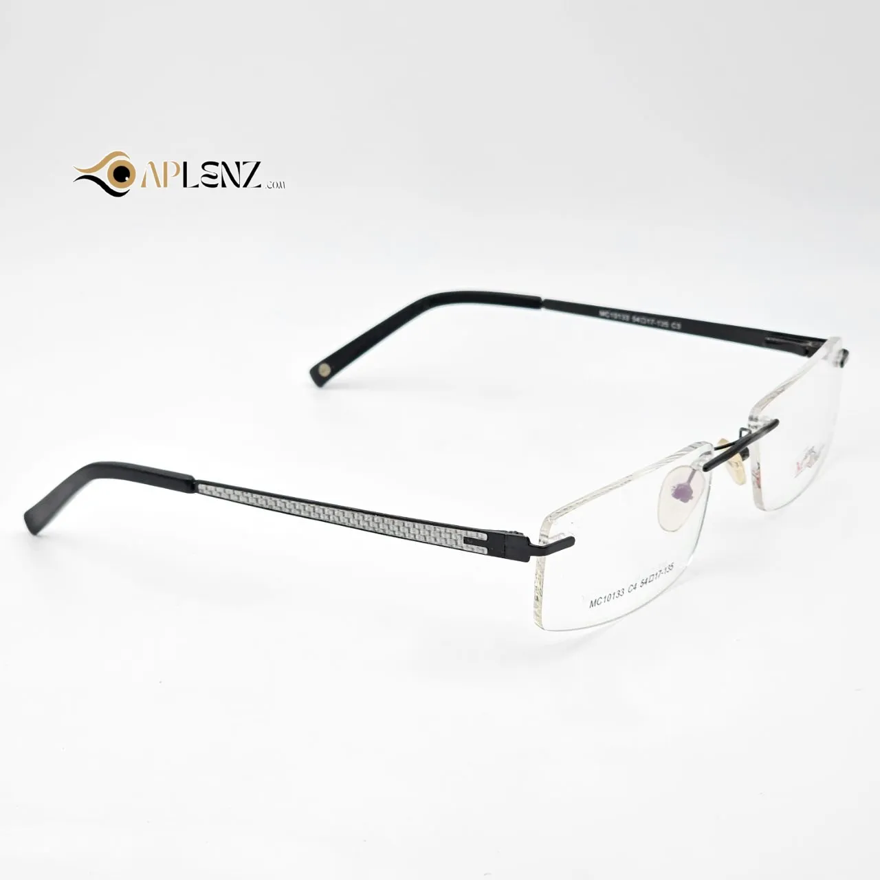 عکس نمای 45 درجه عینک طبی بدون دور برند MC کد ۱۷۴۵ رنگ black,silver