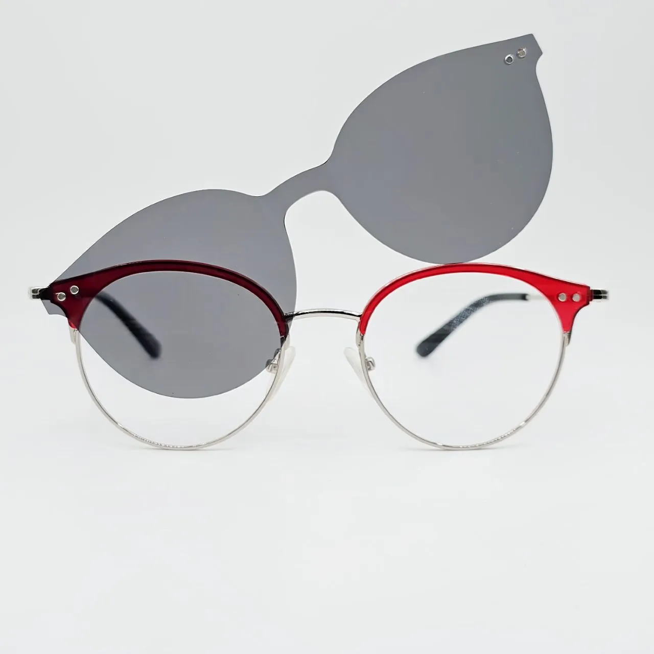 عکس بقیه موارد عینک کاور دار مگنتی فلزی گرد رنگ silver,red