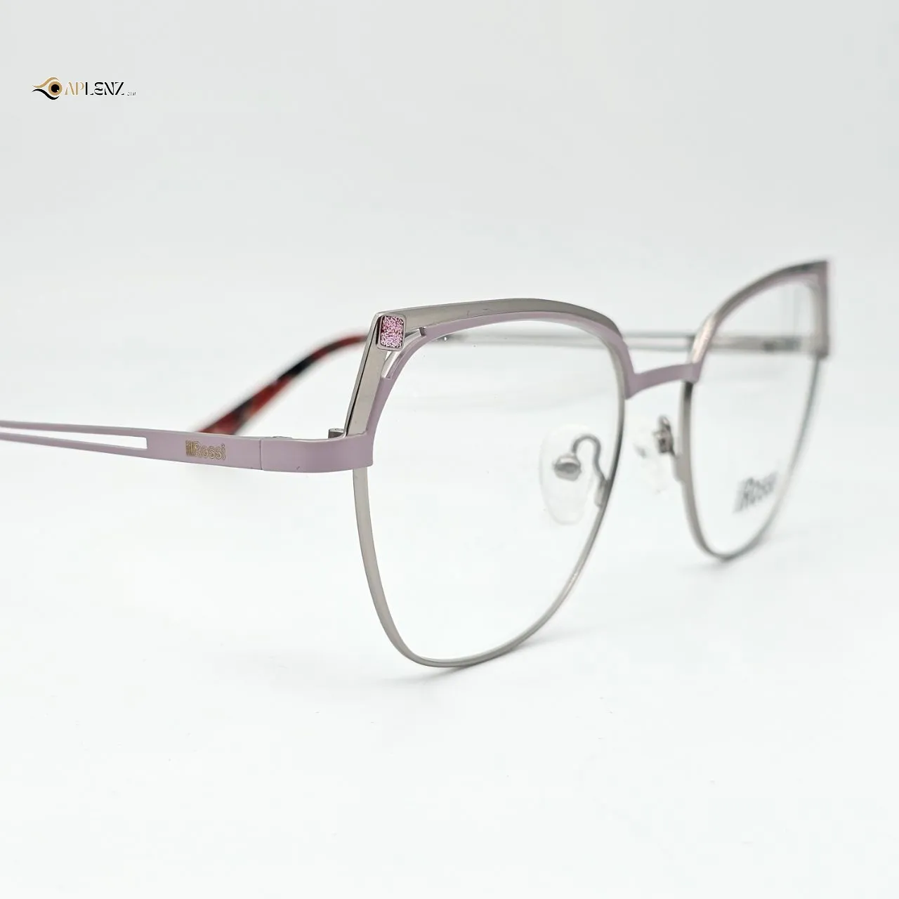 عکس نمای 45 درجه عینک طبی زنانه برند ROSSI رنگ silver,pink