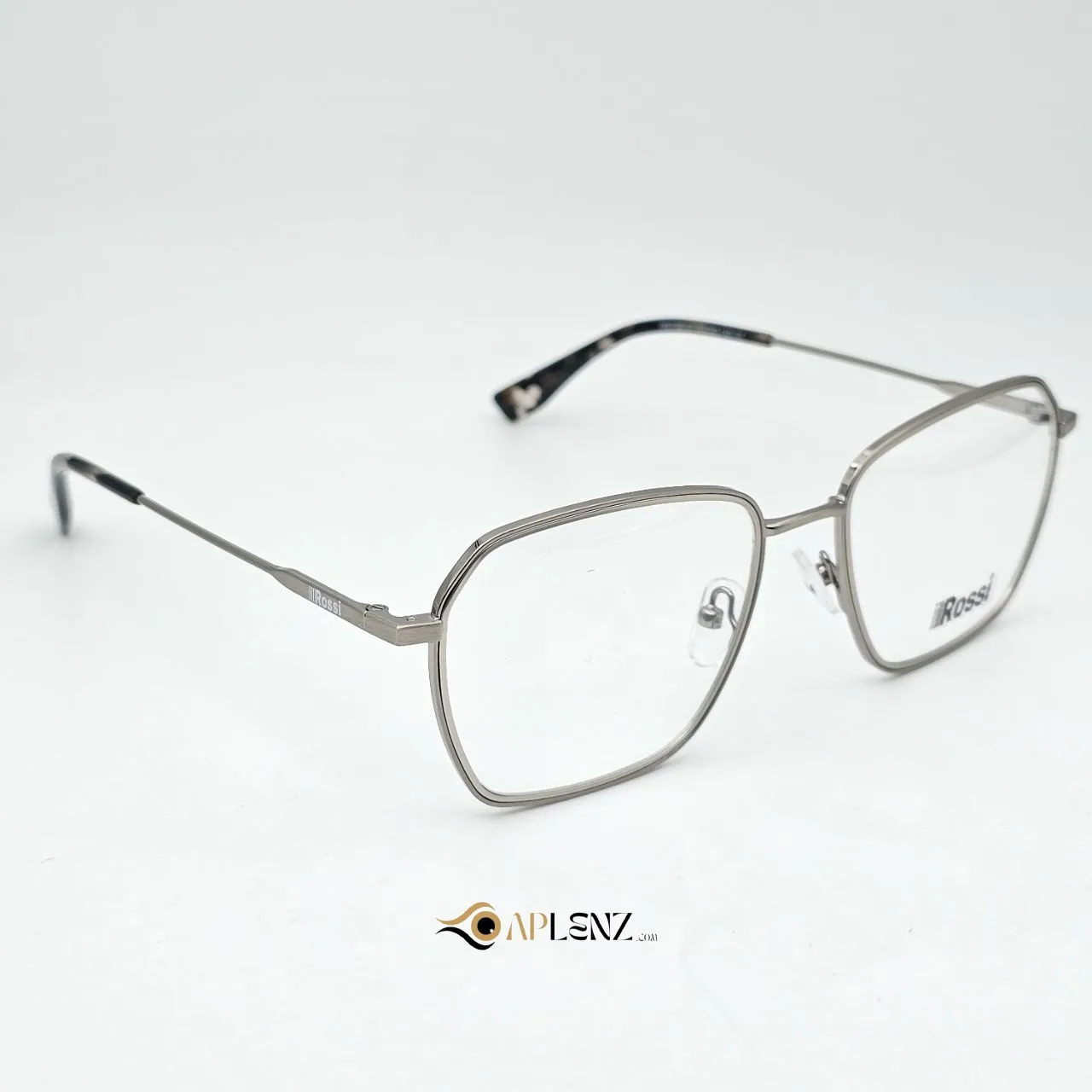 عکس نمای 45 درجه عینک طبی مردانه نقره ای برند ROSSI رنگ silver