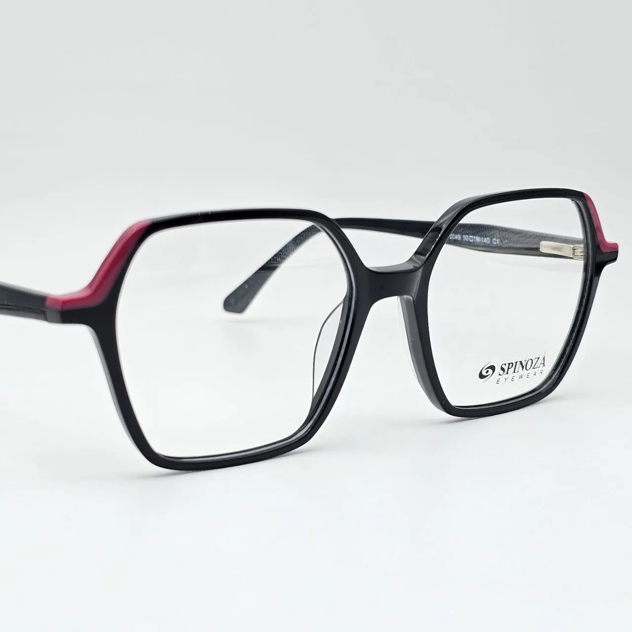 عکس نمای از بالا عینک زنانه چندضلعی Spinoza رنگ black,red