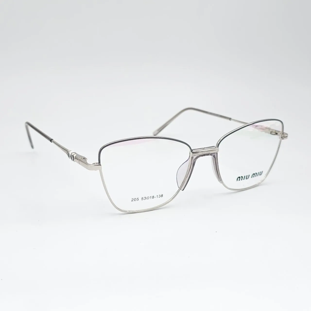 عکس نمای 45 درجه عینک طبی مردانه-زنانه miu miu کد 205 رنگ gray,silver