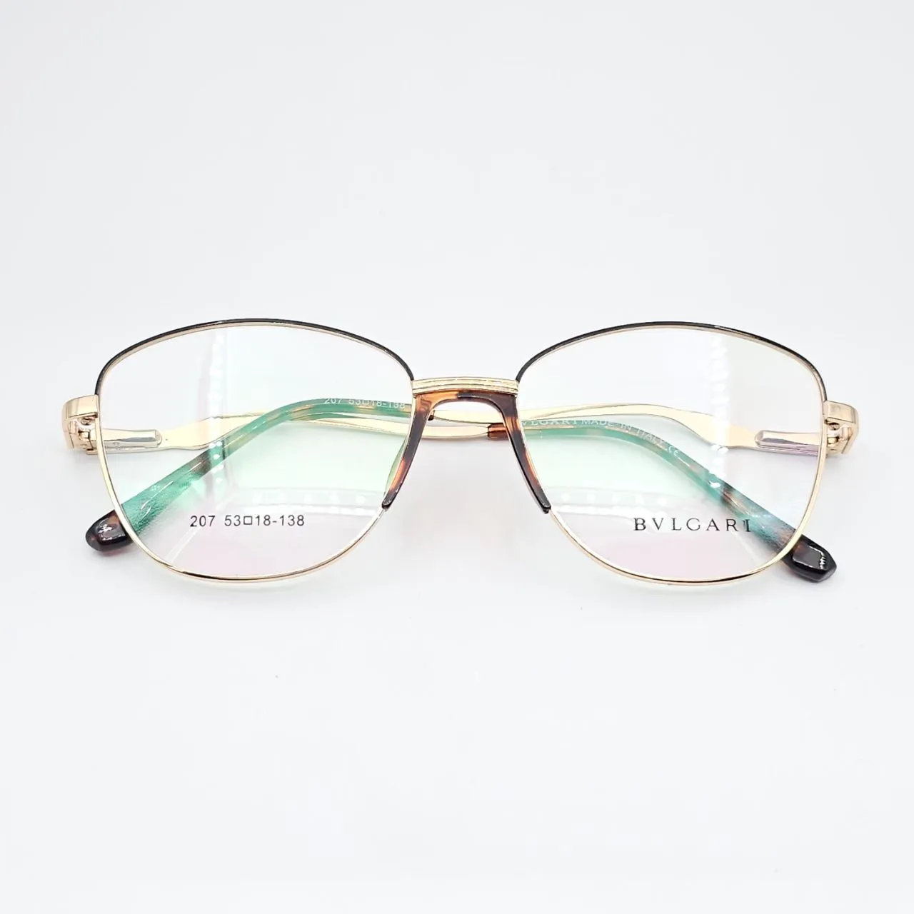 عکس نمای از بالا عینک طبی گربه ای برند BVLGARI کد 207 رنگ gold,leopard