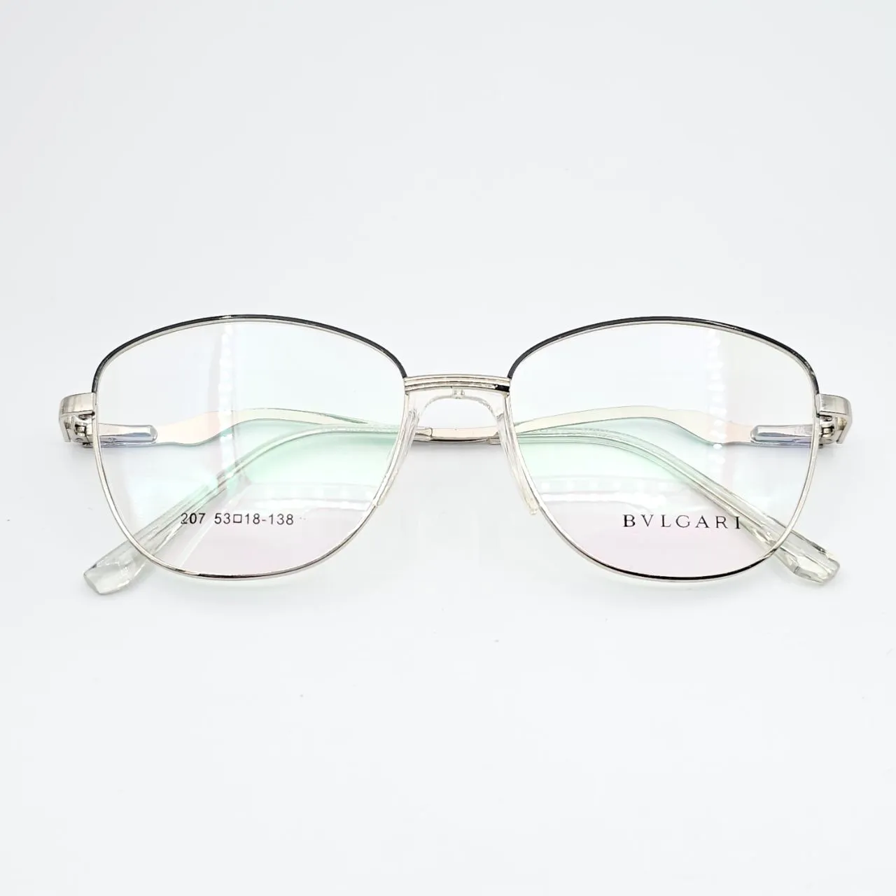 عکس نمای از بالا عینک طبی گربه ای برند BVLGARI کد 207 رنگ silver|glossy