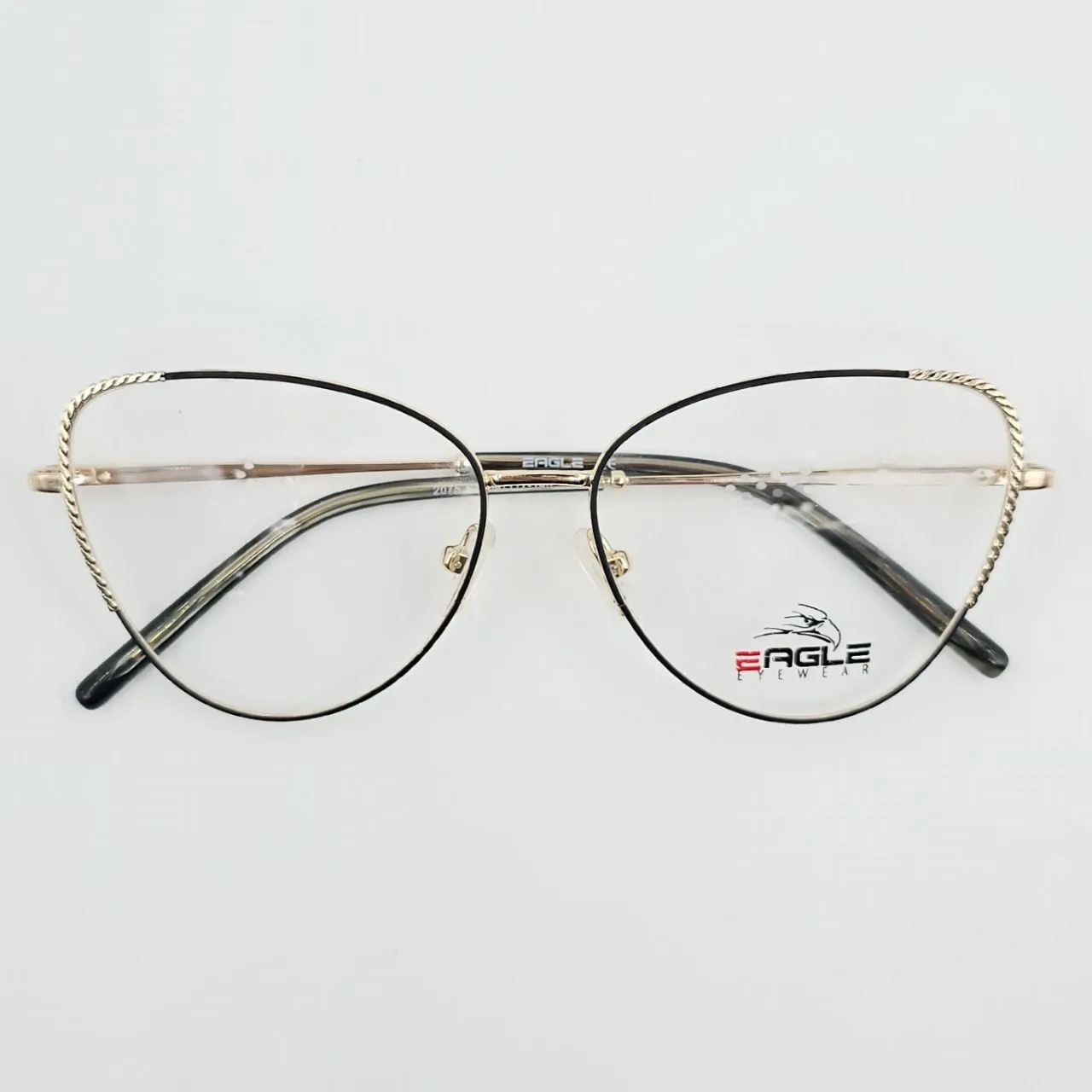 عکس نمای از بالا عینک طبی  مثلثی Eagle Eyewear رنگ black,gold