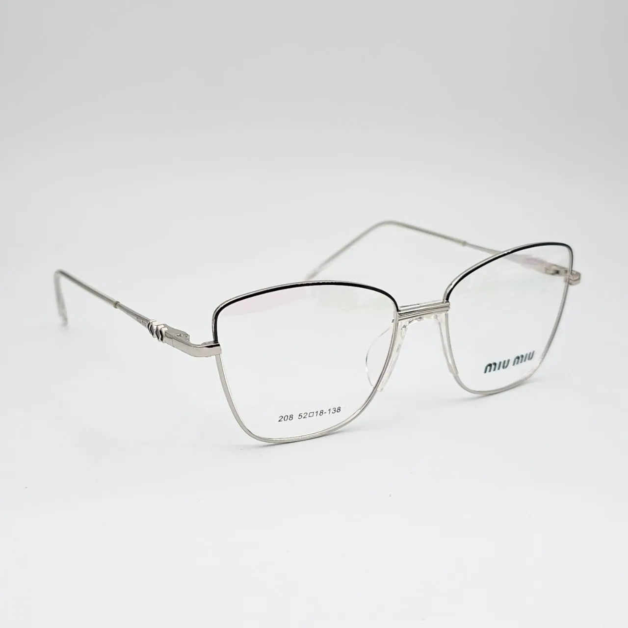 عکس نمای 45 درجه عینک طبی زنانه miu miu کد 208 رنگ silver,transparent