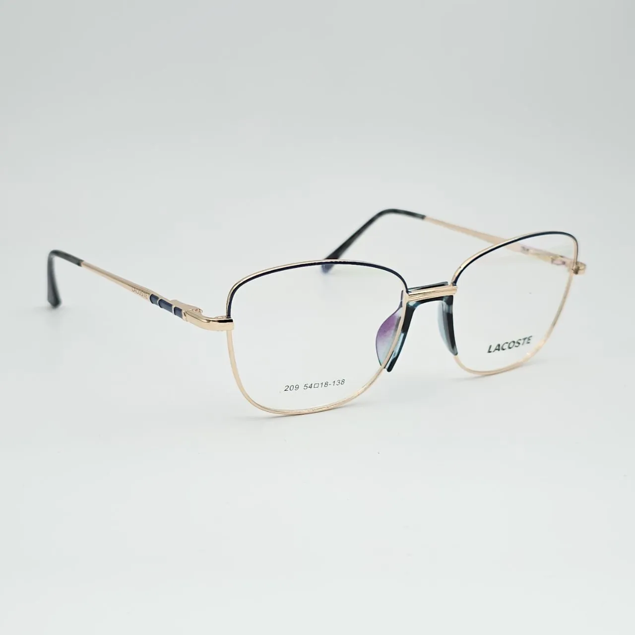 عکس نمای 45 درجه عینک طبی زنانه Lacoste کد 209 رنگ gold,blue