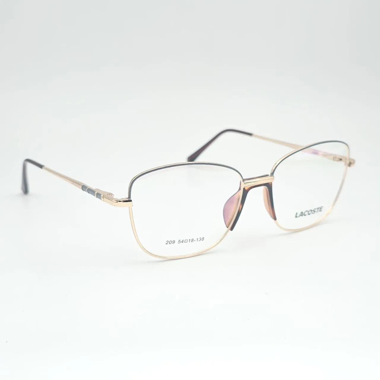 عکس نمای 45 درجه عینک طبی زنانه Lacoste کد 209 رنگ gold,leopard