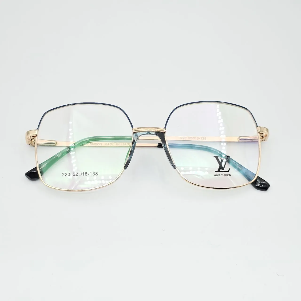 عکس نمای دسته عینک طبی بزرگ LOUIS VUITTON کد 220 رنگ gold,blue