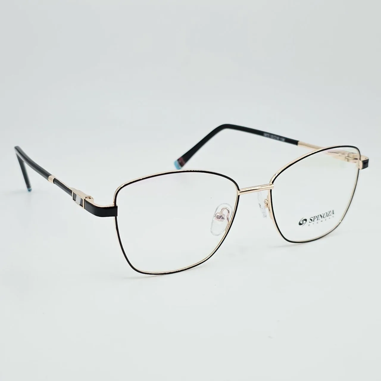 عکس نمای 45 درجه عینک طبی زنانه برند SPINOZA رنگ black,gold