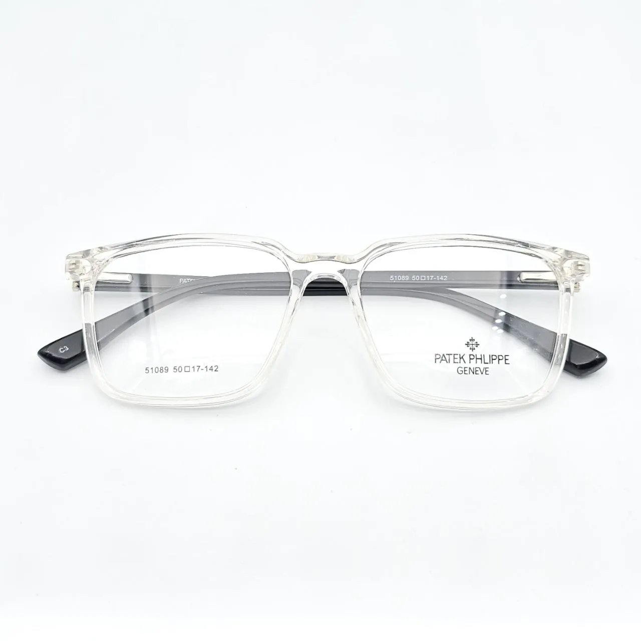 عکس نمای از بالا عینک طبی نشکن و شفاف patek philippe رنگ black,transparent