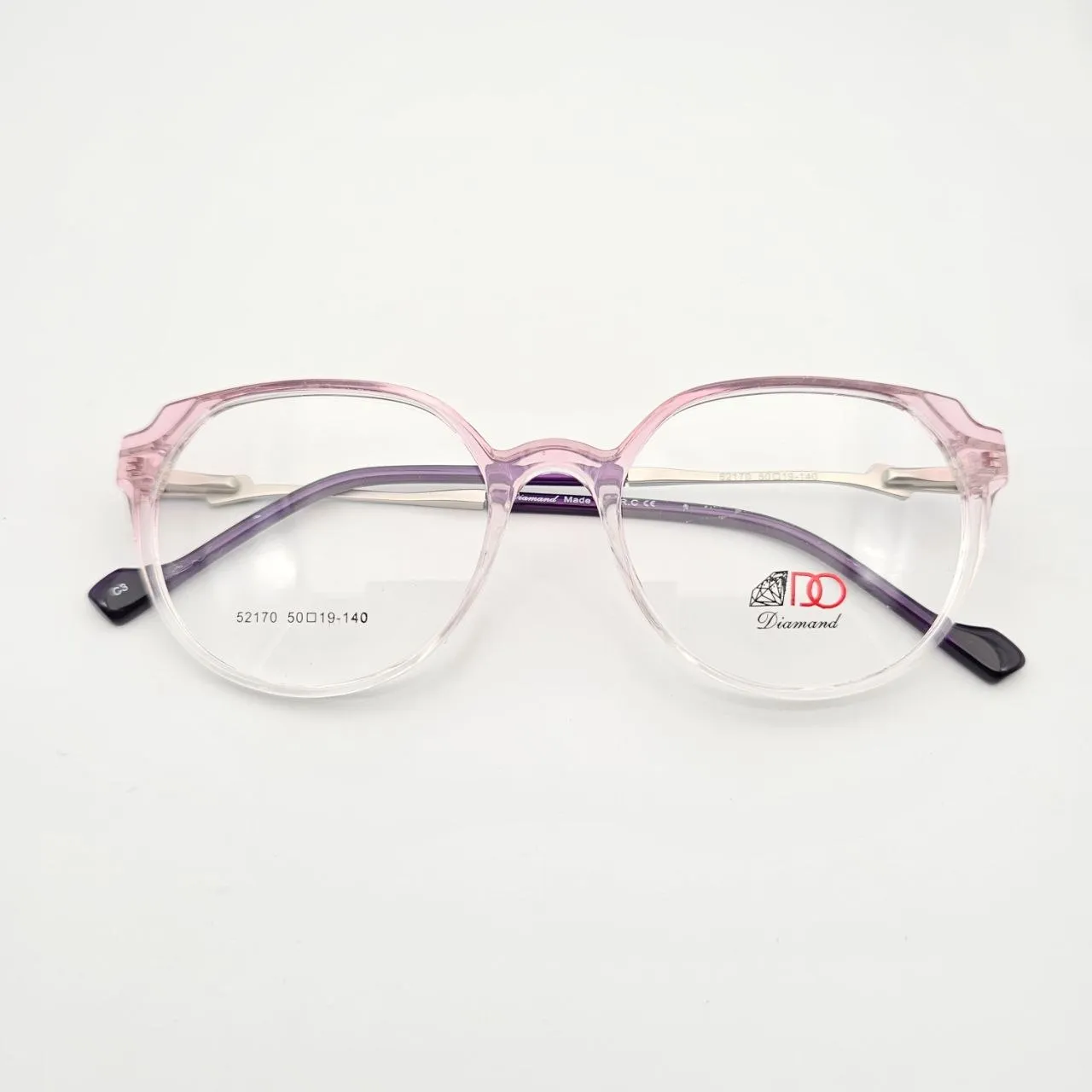 عکس نمای از بالا عینک طبی زنانه کائوچو ای برند DIAMOND رنگ pink,purple