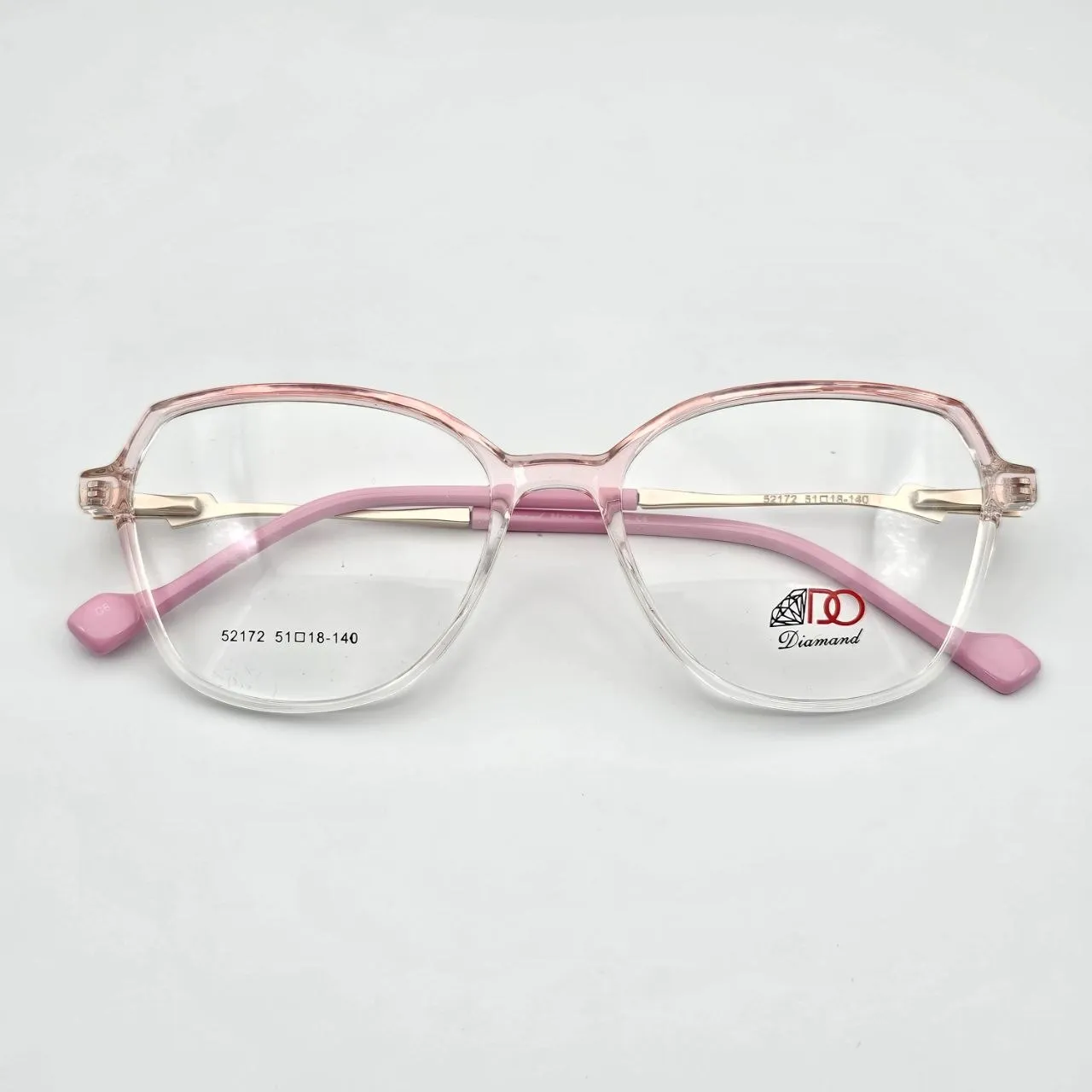 عکس نمای از بالا عینک طبی زنانه کائوچو ای برند DIAMOND کد 52172 رنگ pink:صورتی شفاف سایه‌روشن