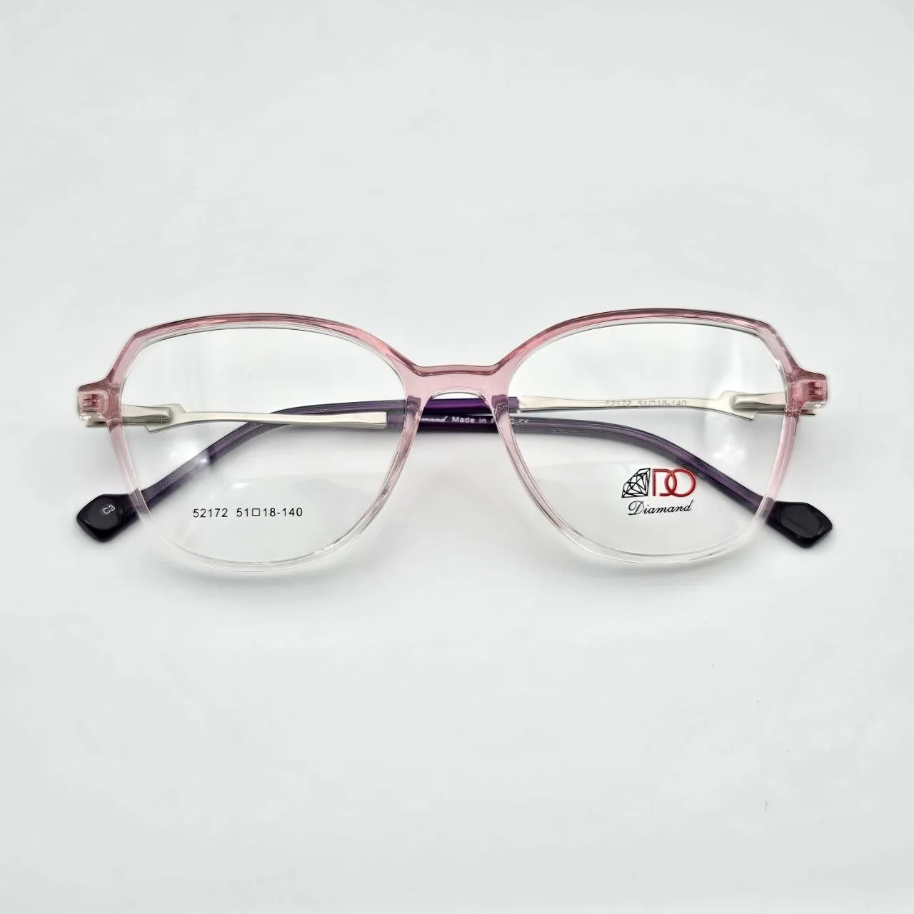 عکس نمای از بالا عینک طبی زنانه کائوچو ای برند DIAMOND کد 52172 رنگ pink:صورتی شفاف سایه‌روشن,purple