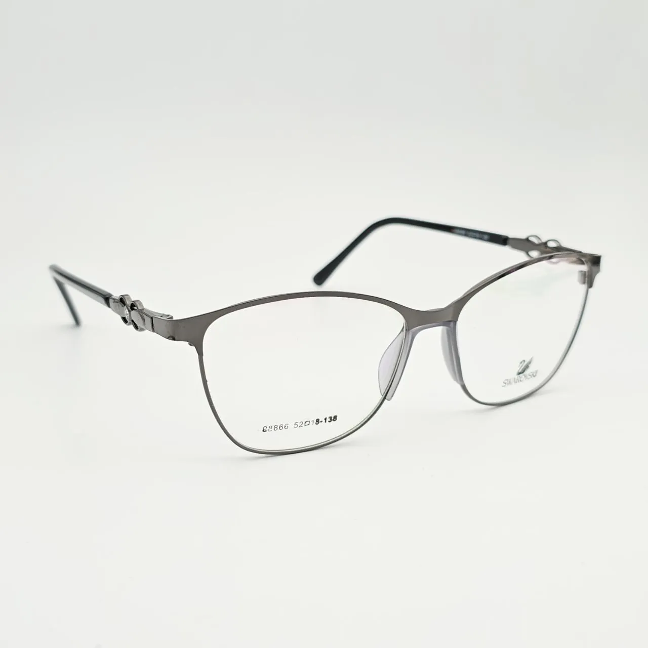 عکس نمای 45 درجه عینک طبی زنانه مدل swarovski کد 88866 رنگ gray