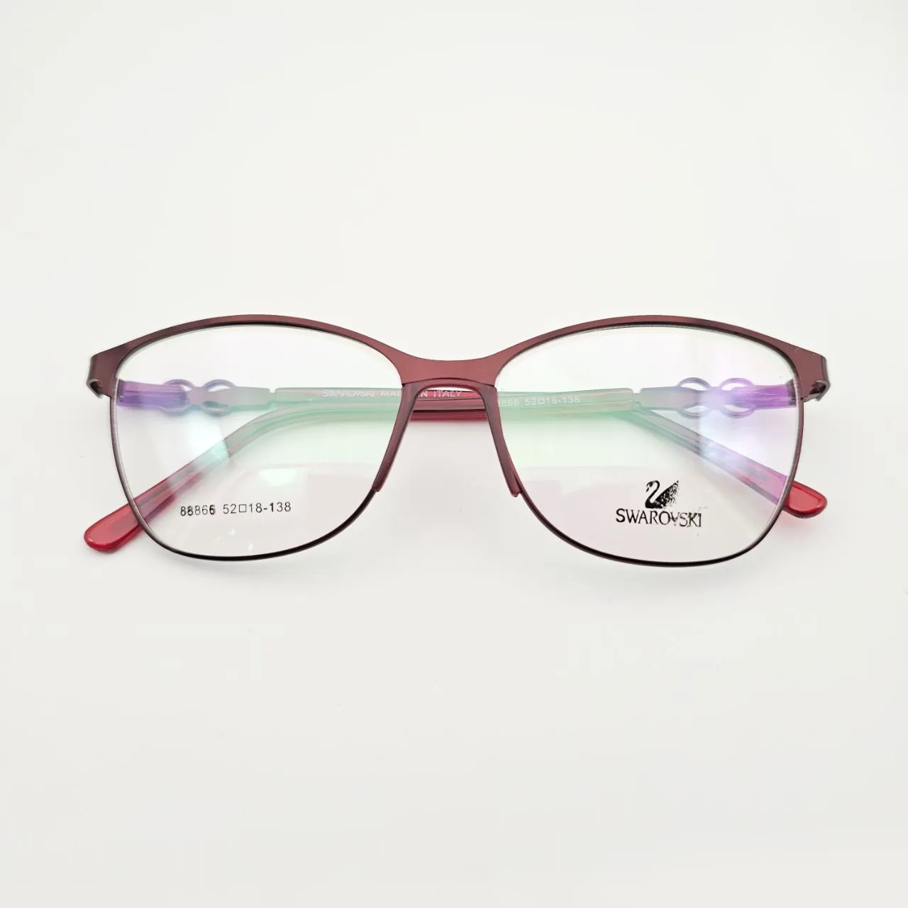 عکس نمای دسته عینک طبی زنانه مدل swarovski کد 88866 رنگ red