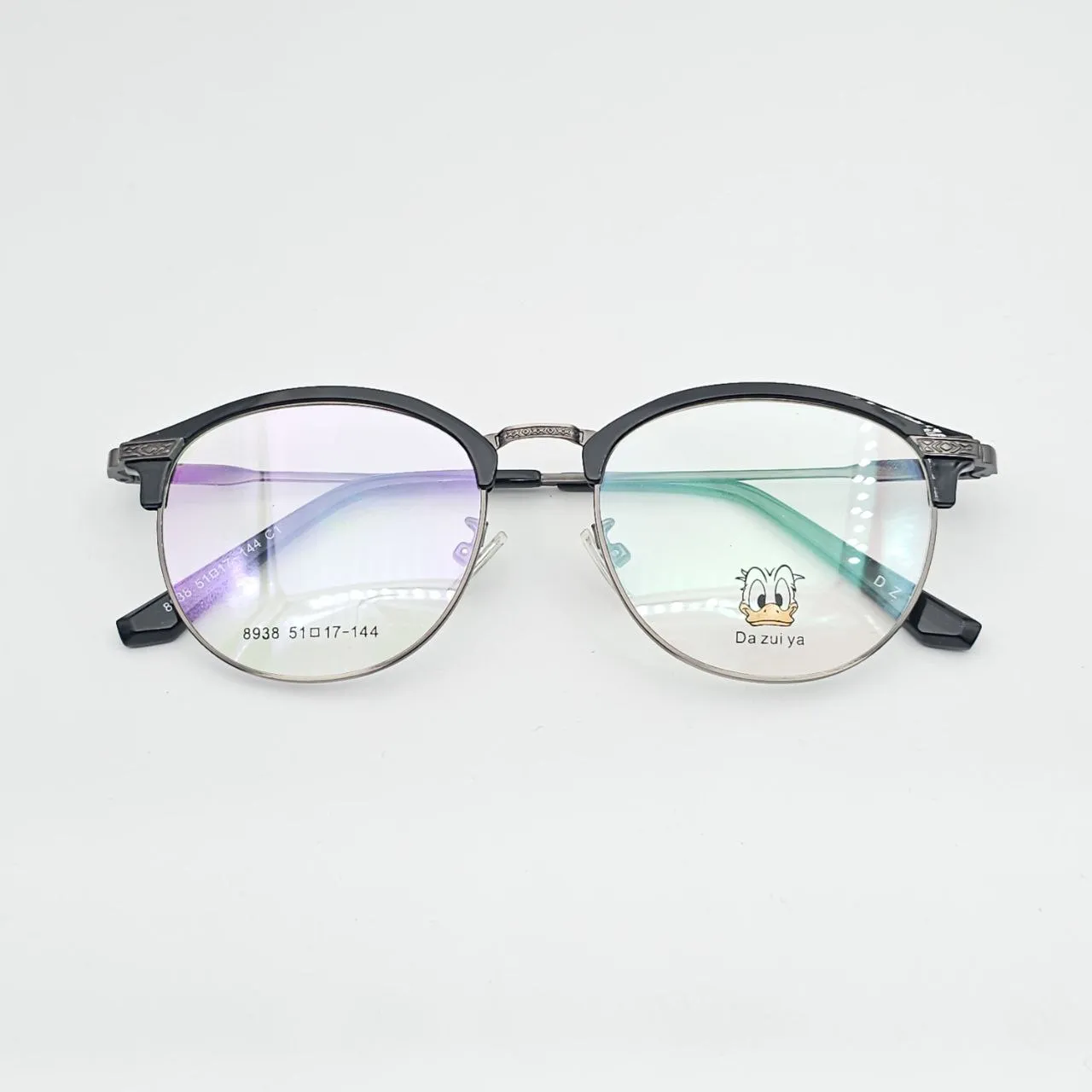 عکس نمای دسته عینک طبی گرد مدل کلاب مستر کد 8938 رنگ black,gray