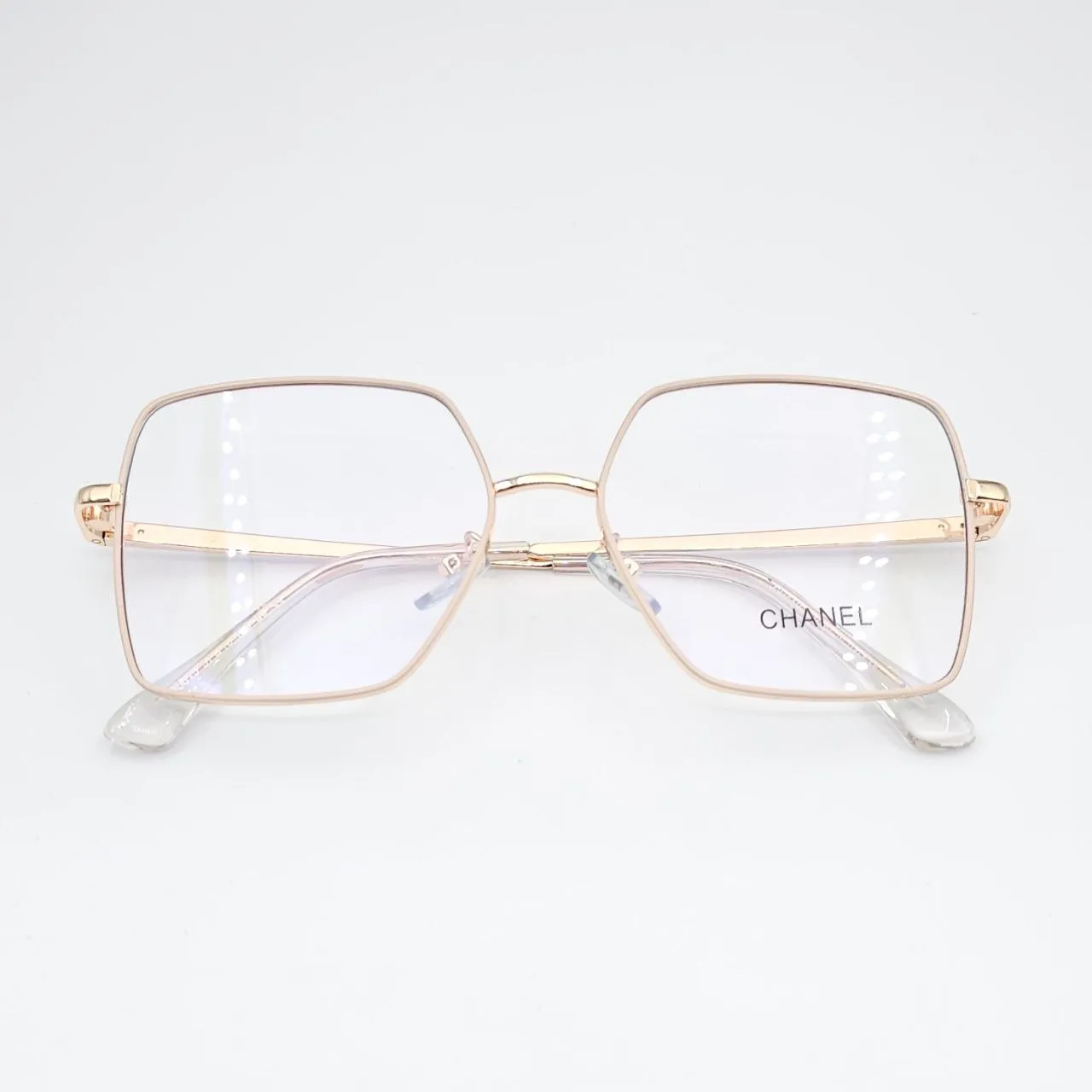 عکس نمای از بالا عینک طبی کاور دار مربعی CHANEL رنگ gold,pink|matte