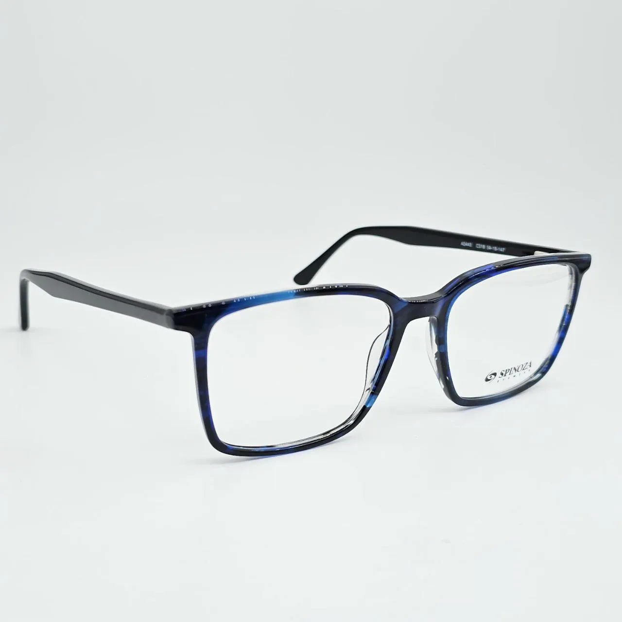 عکس نمای 45 درجه عینک طبی مردانه Spinoza فریم کائوچو استیت رنگ blue