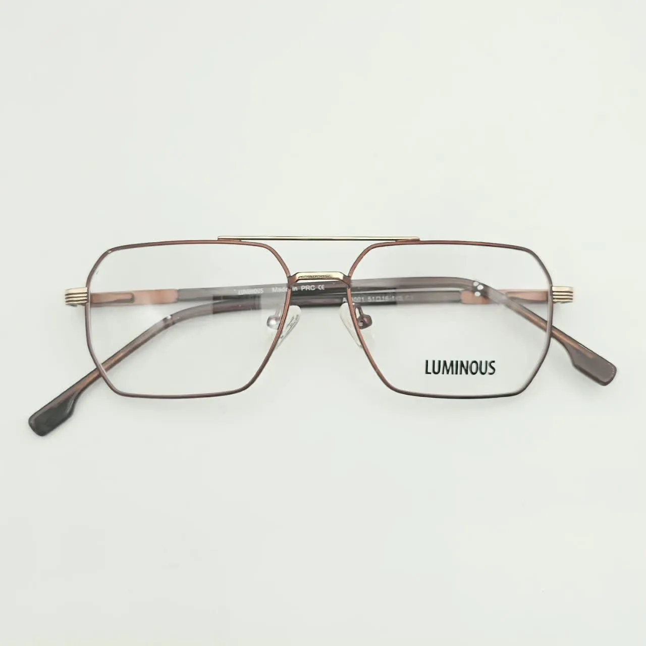 عکس نمای از بالا عینک طبی دوپل برند LUMINOUS رنگ brown|glossy