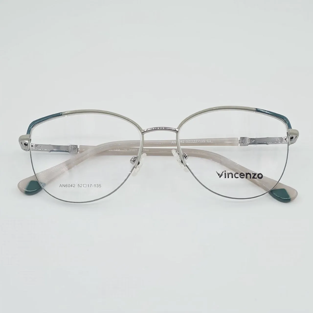 خرید عینک طبی فلزی برند Vincenzo رنگ white:کرمی,blue:سبزابی