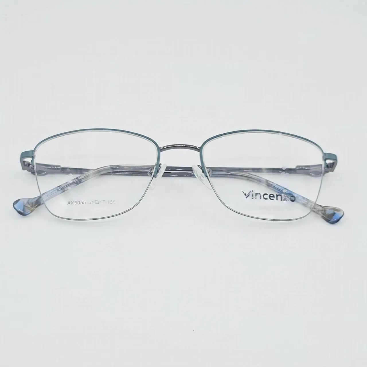 عکس نمای از بالا عینک فلزی برند Vincenzo رنگ silver,blue