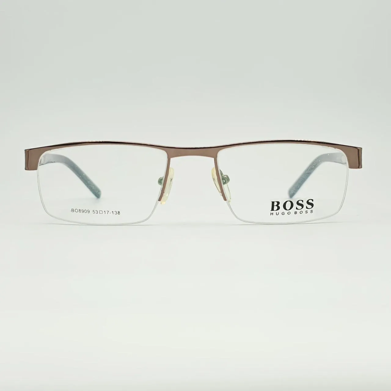 عینک طبی مردانه BOSS مدل مستطیلی - قهوه‌ای / بژ