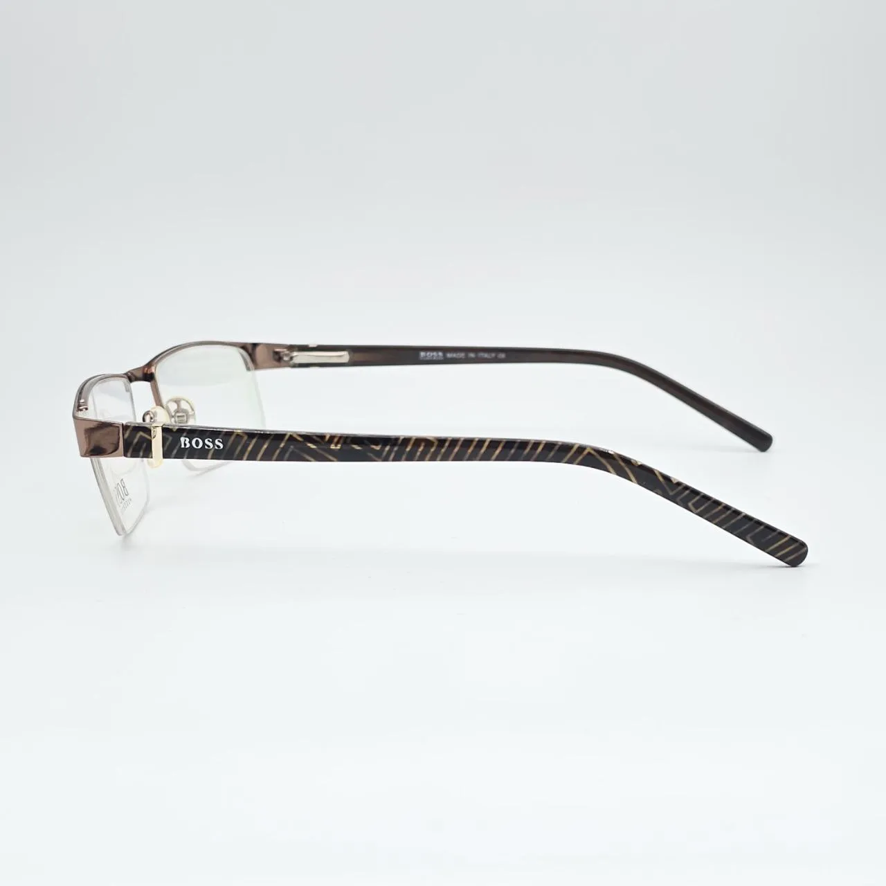 عکس نمای دسته عینک طبی مردانه BOSS مدل مستطیلی رنگ brown,beige